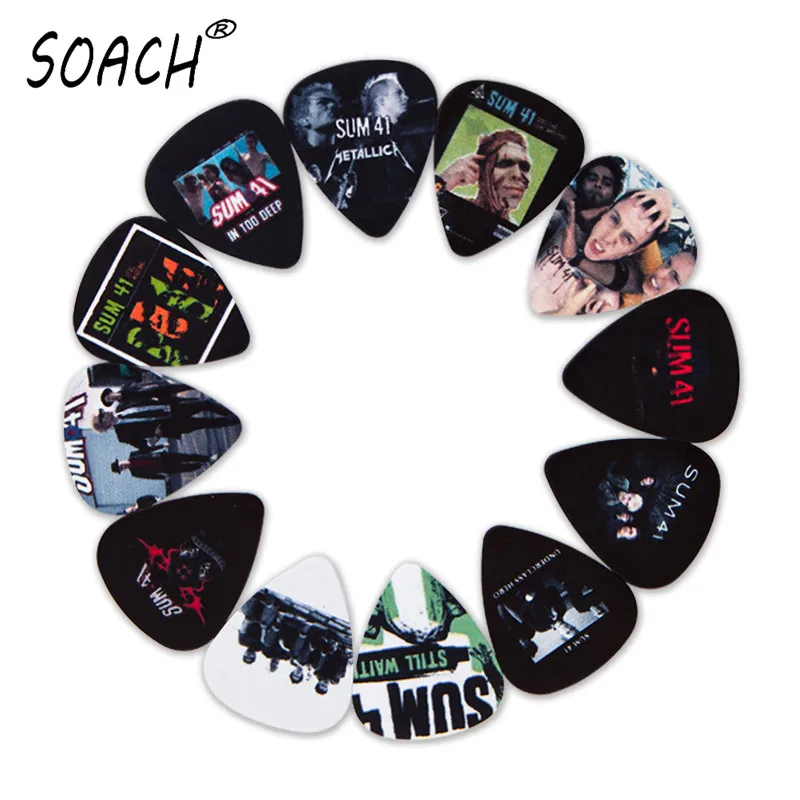 SOACH 10pcs 3 kinds of thickness new guitar picks bass Popular punk band pictures high quality print pick Guitar accessories