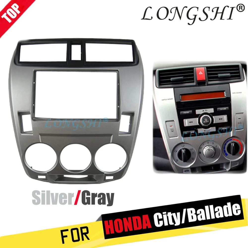 2Din Car Radio Fascia for 2008-2014 Honda City Ballade Manual AC Panel Plate CD Trim Panel Stereo Dash Kit Installation 2 din