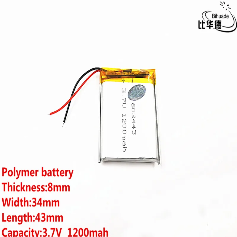 Liter energy battery Good Qulity 3.7V,1200mAH 803443 Polymer lithium ion / Li-ion battery for tablet pc BANK,GPS,mp3,mp4