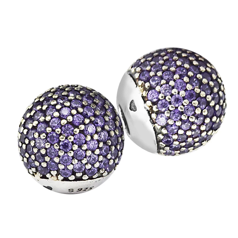 

Beads FOR Jewelry Making DIY Sterling-Silver-Jewelry Purple Pave Open Bangle Caps Bead Charms Silver 925 Berloque Perles Charm