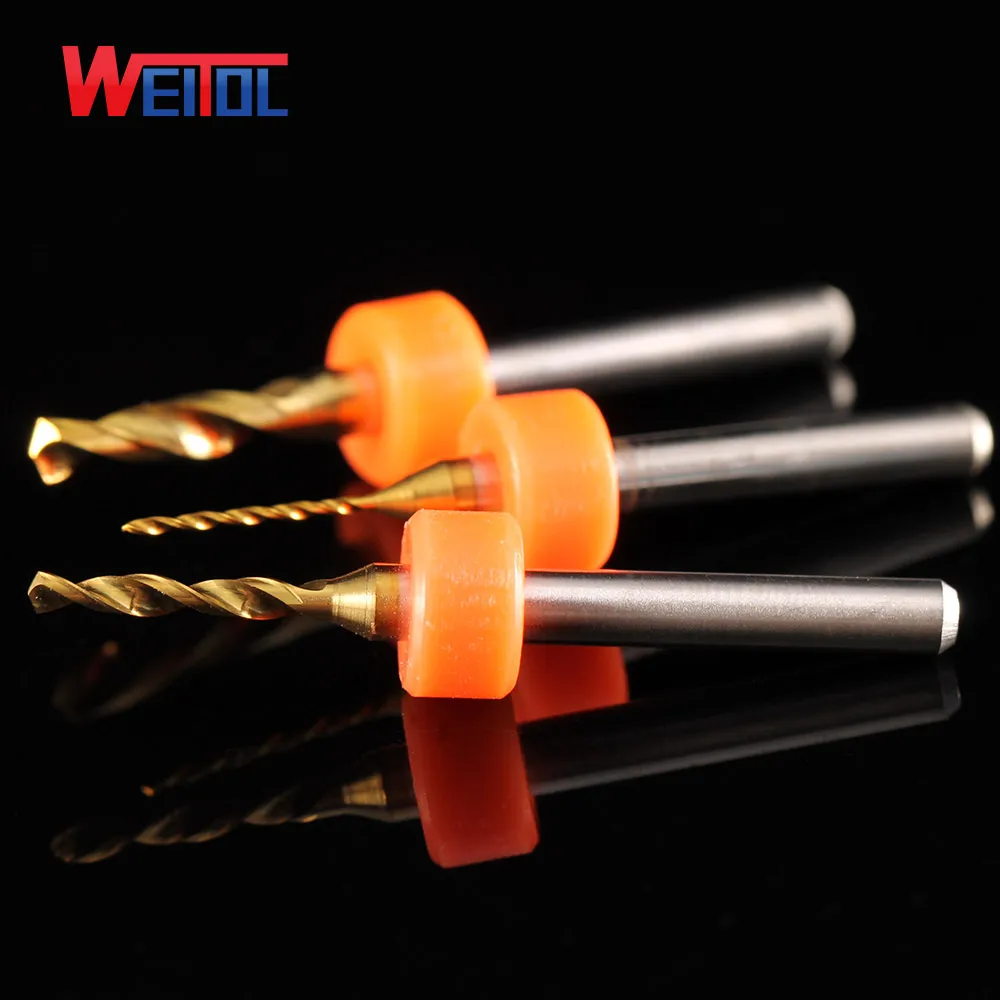 Weitol 10pcs/lot 3.175 mm Titanium coating drill bit  Printed Circuit Board Mini NC Drill Bit PCB drill bits Diameter 1.2-2.15mm