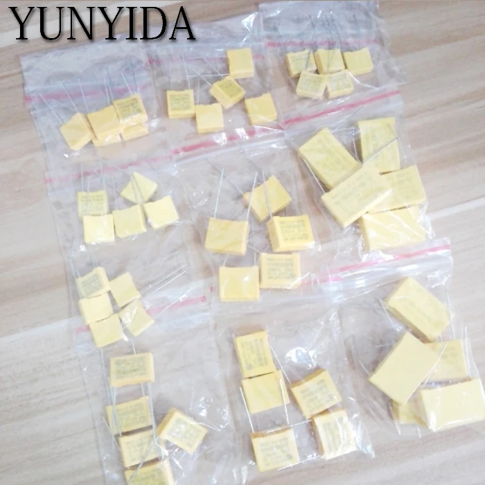 KIT   X2 Safety Capacitor 275VAC 102K-105K 1NF~1UF Assorted Kit 10valuesx5pcs=50pcs Polypropylene film capacitor