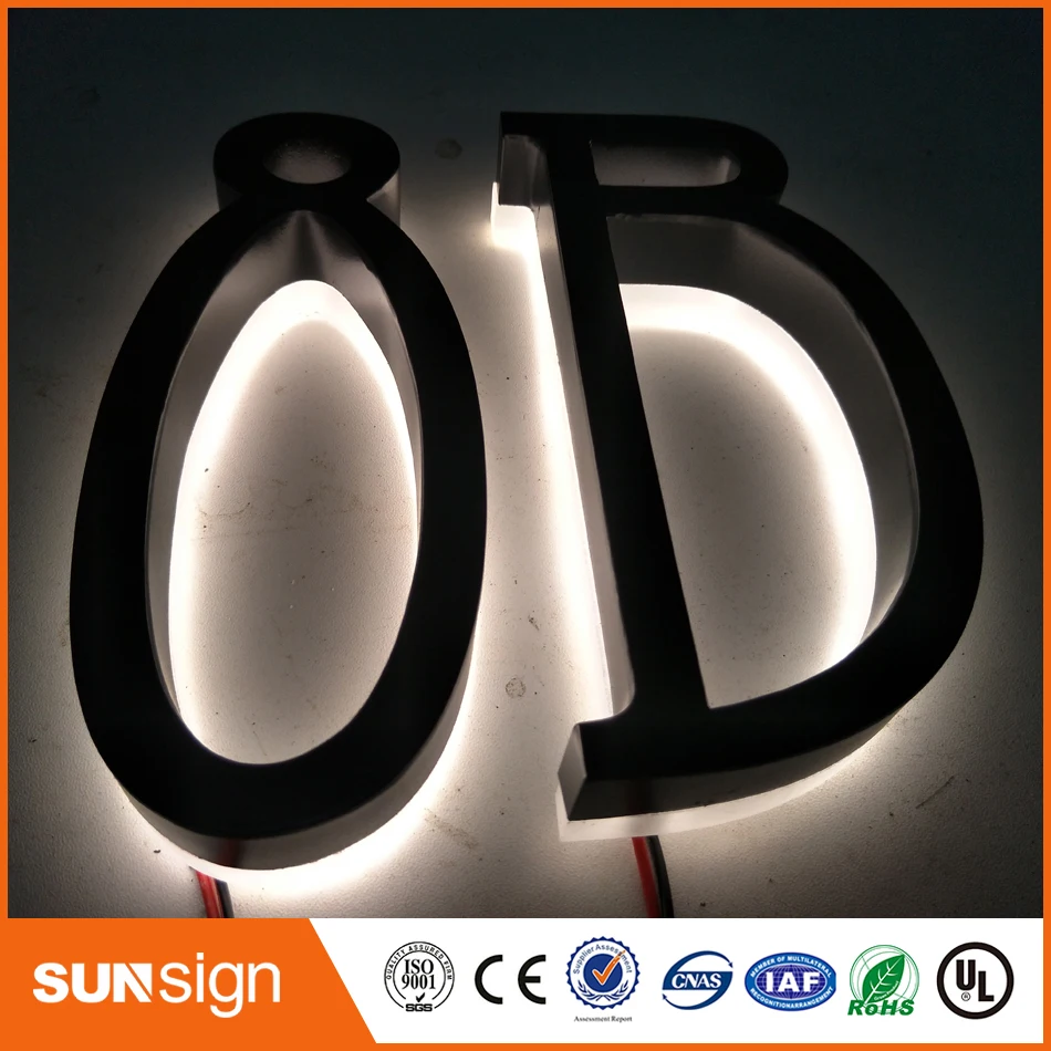 Factory Outlet Outdoor backlit stainless steel LED 3d letter sign logo