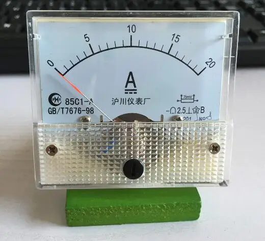 85C1 DC 0-20A Analog Amp Panel ammeter pointer type current meter panel