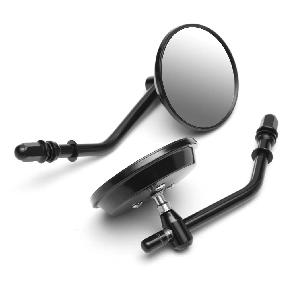 8mm Black/Chrome Motorcycle Mirror Short Stem 3