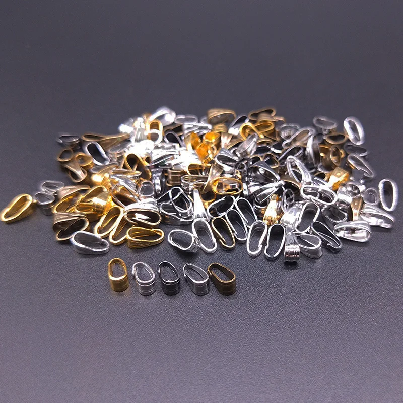 100pcs Necklace Pendant Connectors Pendant Clip Clasp Pinch Clip Bail Bead Care Buckle Hanging Jewelry Findings DIY Accessories