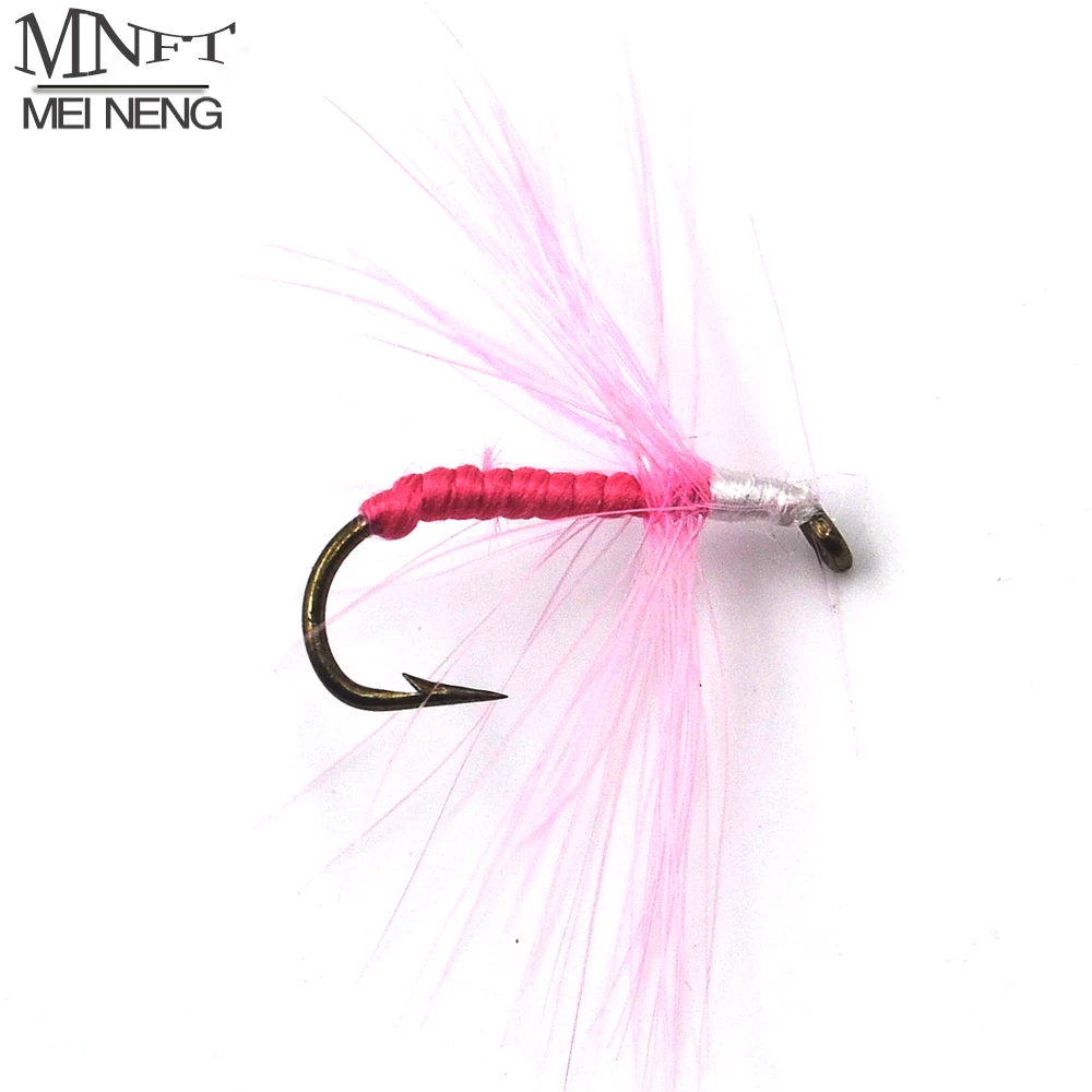 MNFT 10PCS 12# Pink Body Larvae  Single Hook Fly Fishihook Bionic Needle Fishing Lure Hook Saltwater Flyfishing Lure