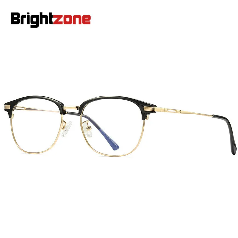 

Brightzone 2023 New Metal Anti Blue Light Clear Round Optical Glasses Frame Computer Men Women Goggles TR90 Spectacles Tmall