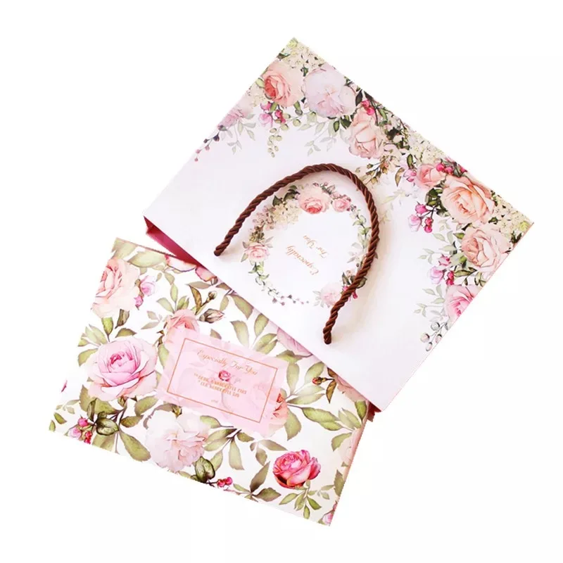 21*14*5cm 5pcs spring rose in garden Cookie mooncake Gift Paper Box and bag Macaron Chocolate Snacks Sweet Candy Storage Boxes