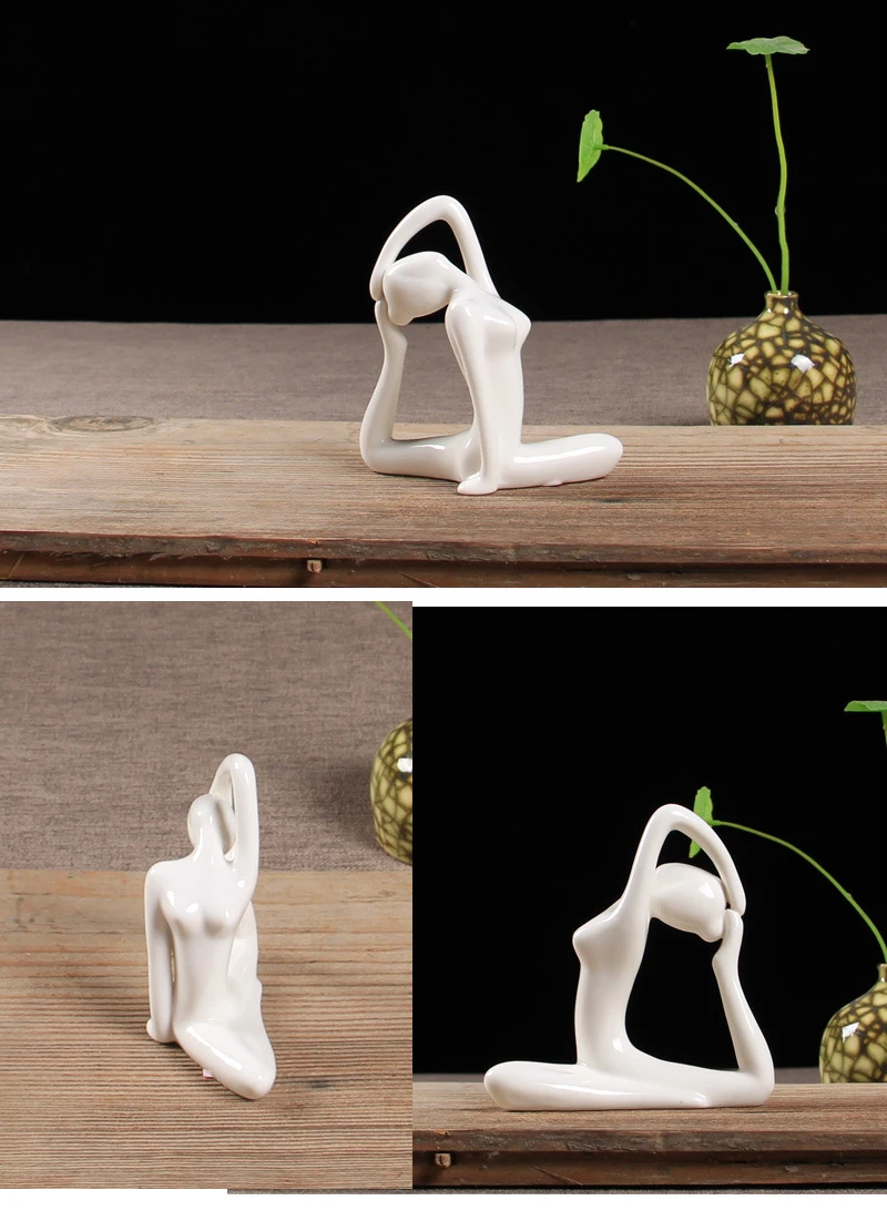 ERMAKOVA 12 Stile abstrakte Kunst Keramik Yoga Posen Figur Porzellan Dame Figur Statue Home Yoga Studio Dekor Ornament – Detail 11