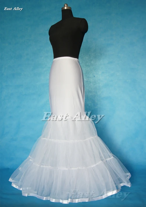 Marfim/branco 4 camadas hoopless sereia vestido de noiva petticoat casamento crinoline underskirt deslizamento completo