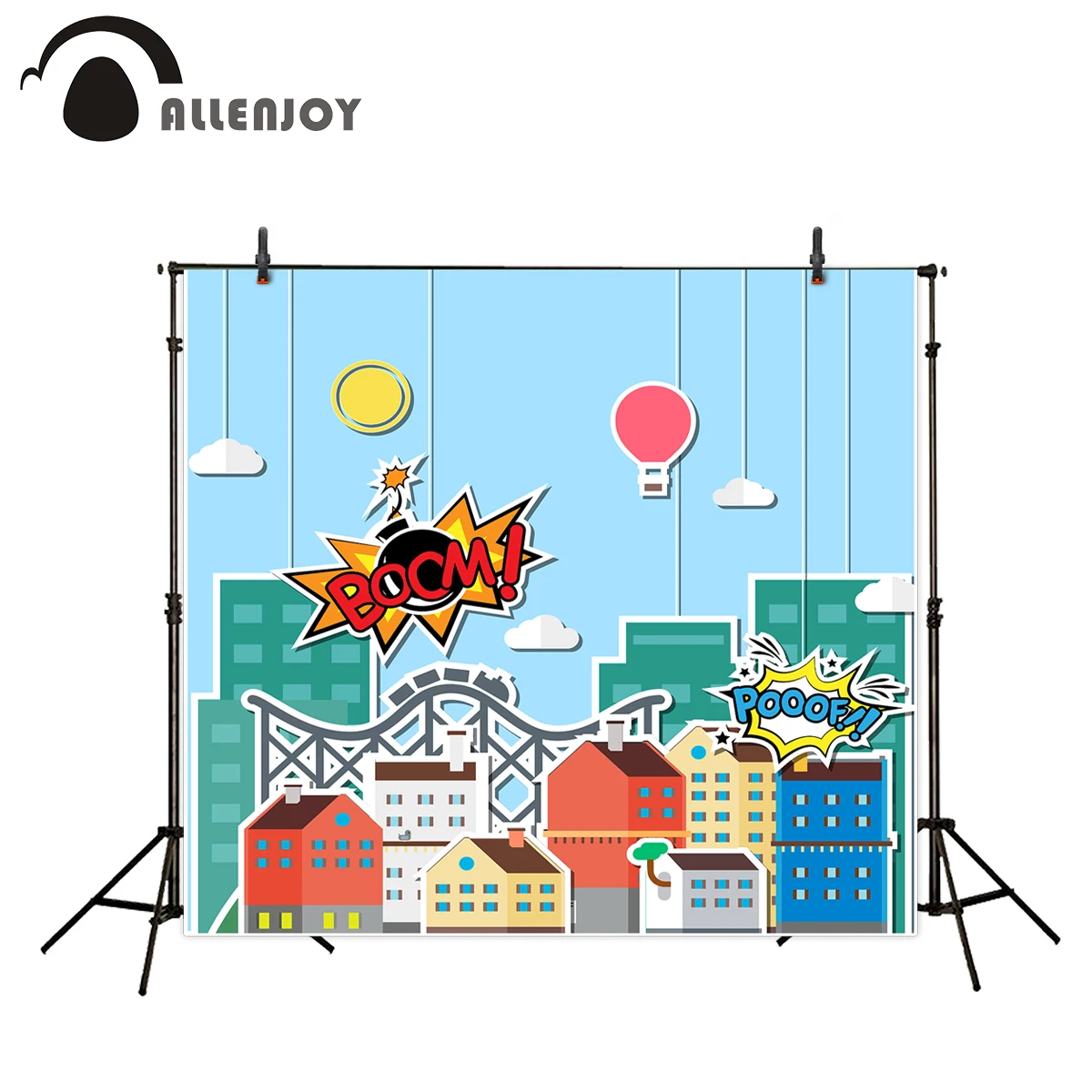 Allenjoy photographic background Comic building bombs children street file thin vinyl polyester personal custom backdrop