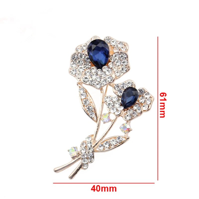 30pcs/lot free shipping Rhinestone with crystal Rose brooch pin for party/gift