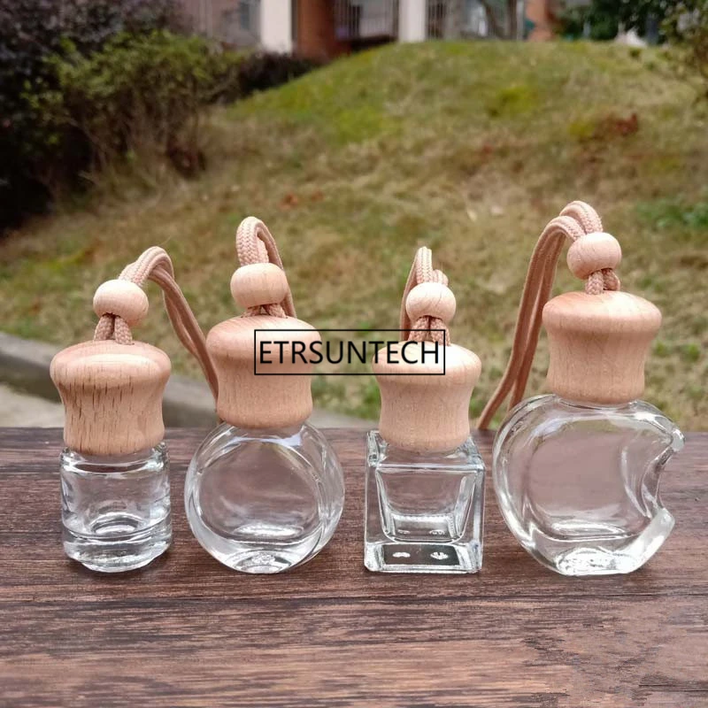 100pcs Car Hanging Perfume Air Freshener Fragrance Diffuser Empty Glass Bottle Refillable Car-styling Essential Oil Bottle F2301