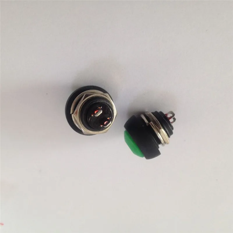 2pcs  YT106  12 mm  PBS-33B automatic reset button   Green small reset button switch unlocked the horn switch auto switch