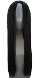 Black Hair Synthetic Heat Resistant Fiber Straight Hairpiece Middle Part Costume Cos-play Perruque Party Salon Women Hairsets
