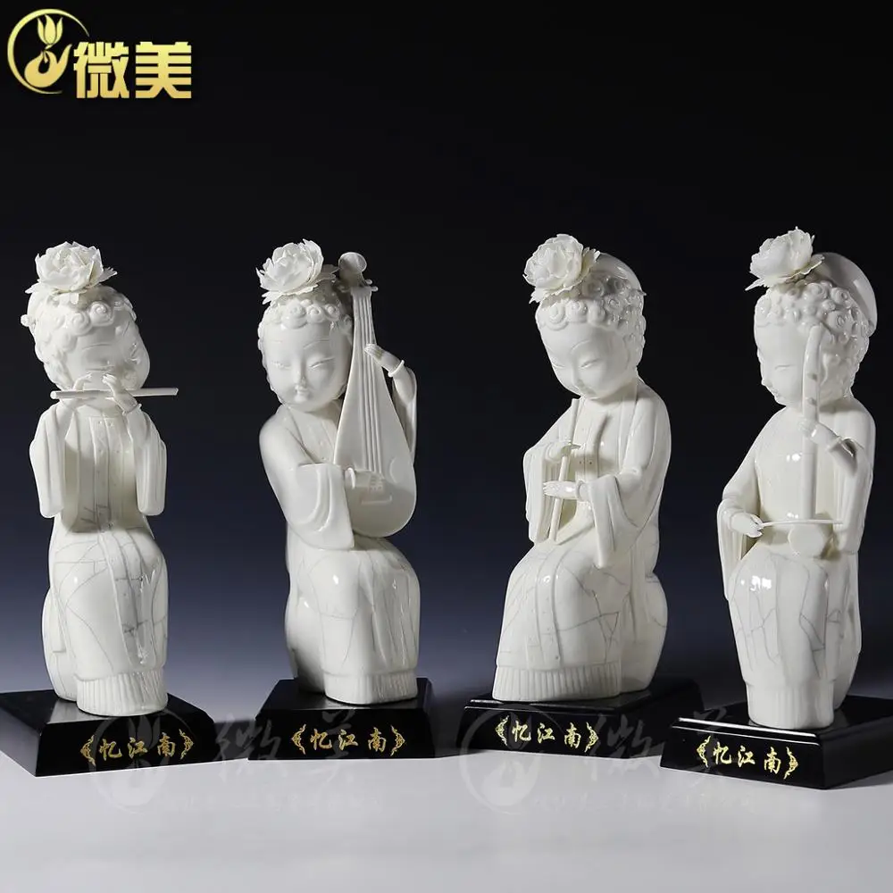 Dehua yijiangnan ceramic glaze four piece ladies ornaments crafts jewelry creative Home Furnishing Home Furnishing