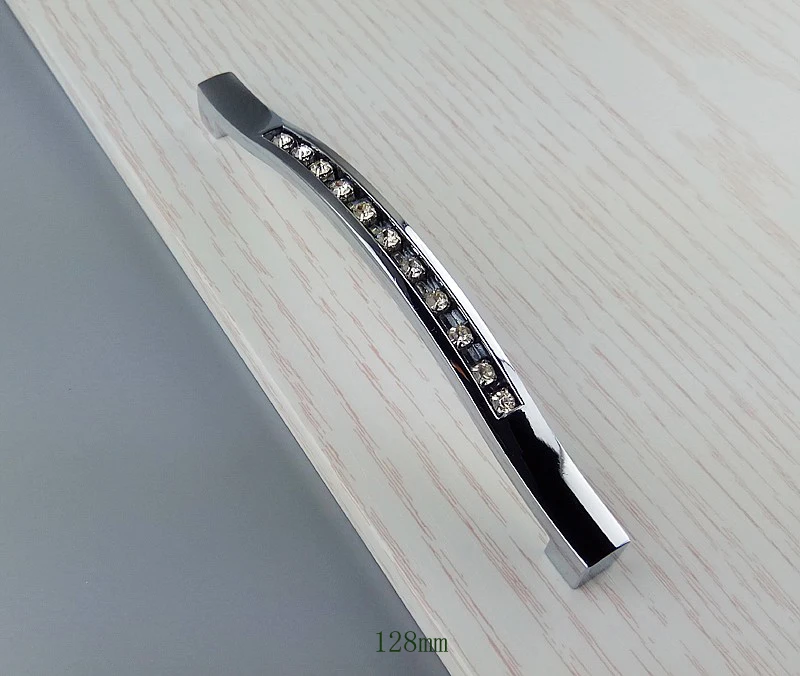 Modern Chrome Crystal Glass Diamond Furniture Handle Drawer Knob Wardrobe Kitchen Cabinets Cupboard Sliding Door Dresser Handles