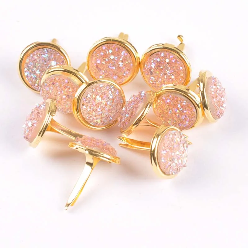 15PCs mix Pattern golden Diy Brads Scrapbooking Embellishment Fastener Brad Metal Crafts Decoration 13x13mm cp2262