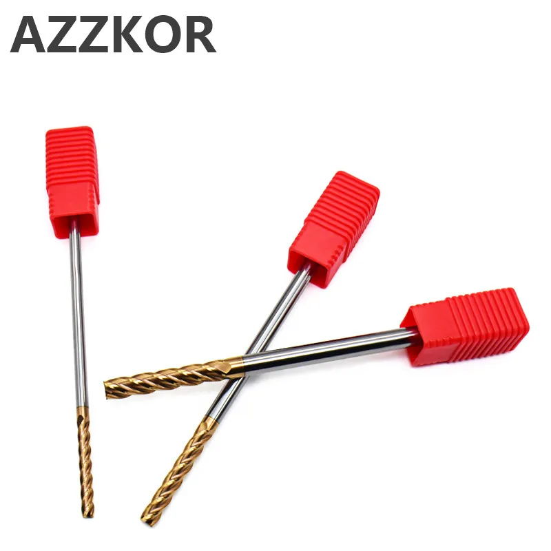 Fräser mit Legierungsbeschichtung, Wolframstahl-Werkzeug, CNC-Schaftfräser, verlängerte Top-Länge 75L/100L, Großhandels-Set, Flachboden-Langfräser AZZKOR – Detail 1