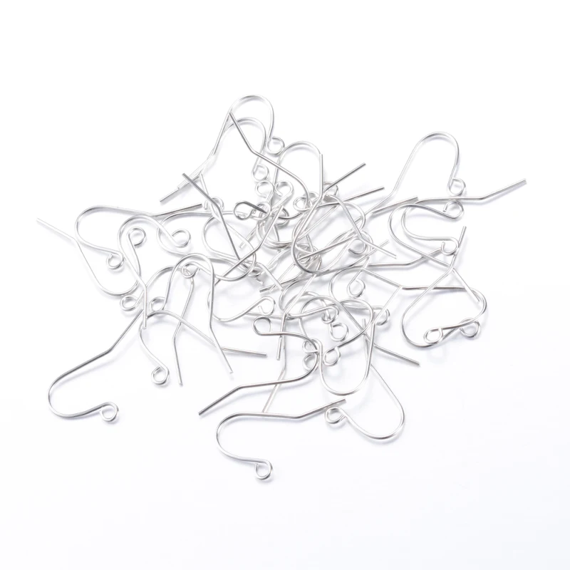 5000pcs Iron Earring Hooks Ear Wire jewellery making supplies , Nickel Free, Platinum,19x16mm, Hole: 2mm; Pin: 0.8mm F80