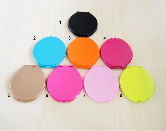 73mm Colorful Round Blank Pocket Mirror with 65mm PVC setting pad, Compact Mirrors Supply