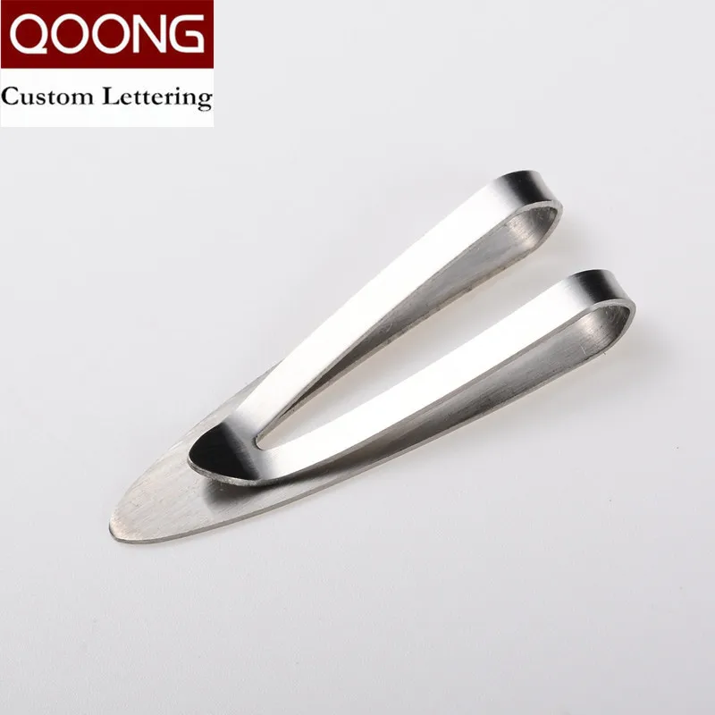 QOONG Stainless Steel Silver Men Money Clips Fashion Pocket Clamp For Money Holder Pointed End Money Wallet Card ID Case Clip