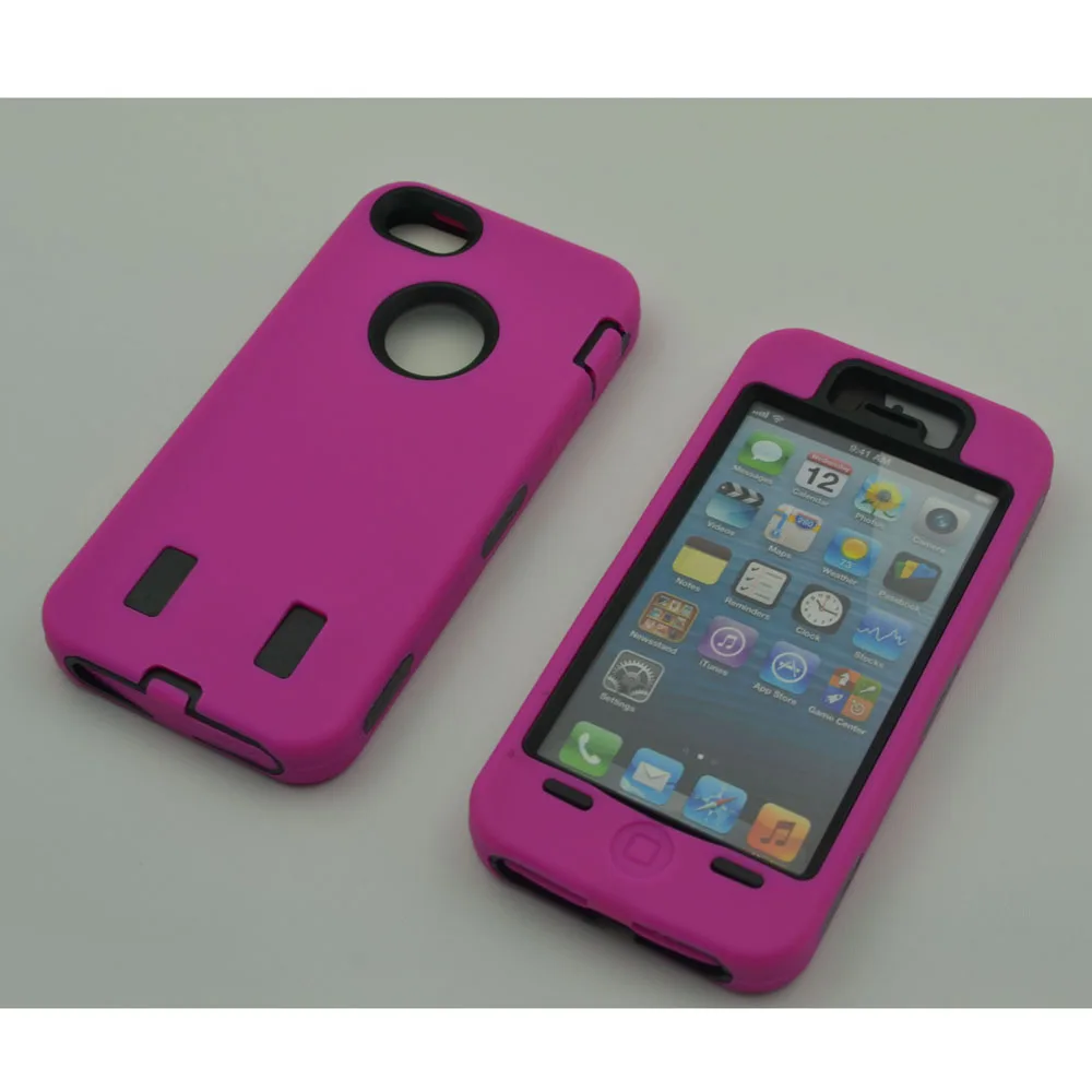 Plastic hard case for Apple iPhone 5 5S, 3 in 1, armor, silicone and hard cover