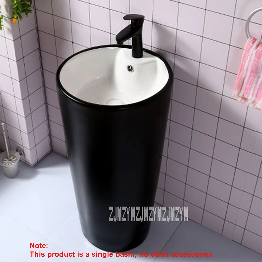 XRH468 Creative Integral Floor Basin Household Bathroom Hotel Ceramic Wash Basin Modern Simplicity Vertical Black Wash Basin 9L