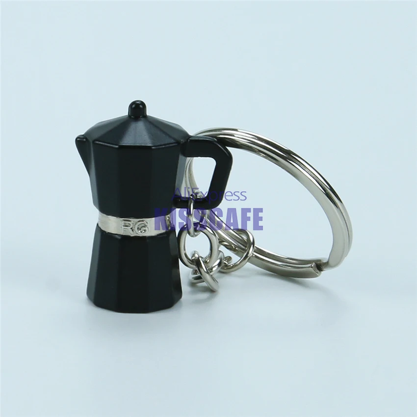 Creative Coffee Tamper Keychain Portafilter Handle Moka Pitcher Keyring Portable Coffeeware Espresso Accessories Barista Gift