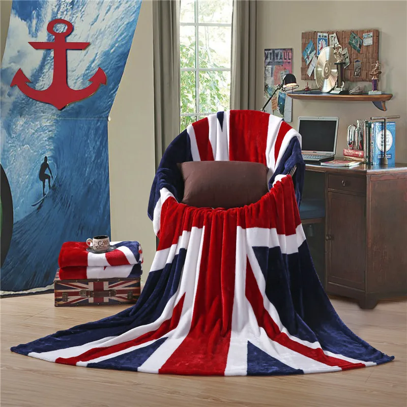 British United States flag flannel throw blanket British style soft coral fleece blanket king size mantas adulto para cama