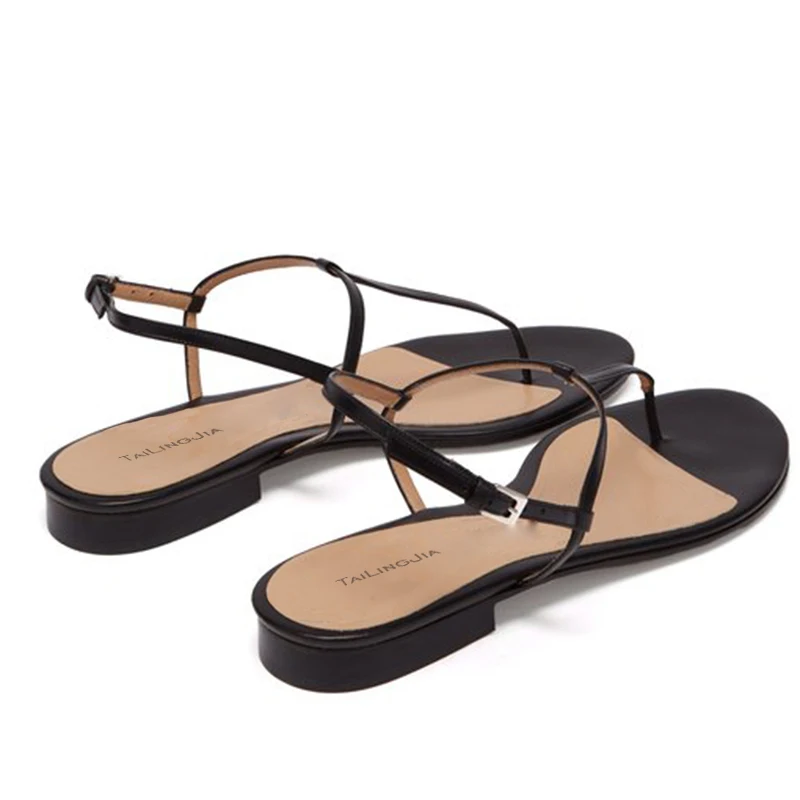 Woman Summer Black Flats Ladies Buckle Women Flats Fashion Beach Shoes Brand Simple High Quality Plus Size Free Shipping 2024