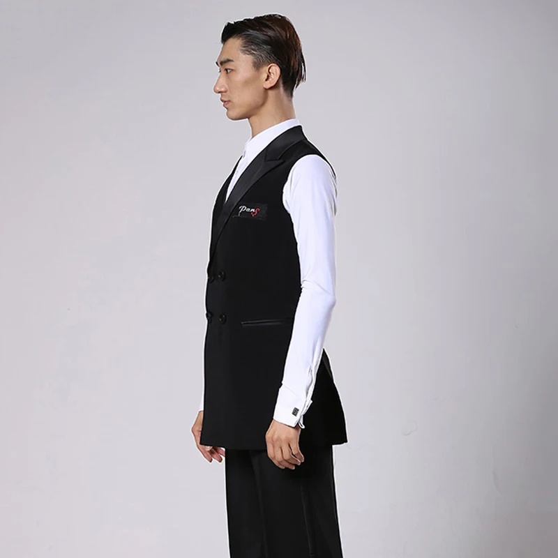 Ballroom Latin Dance Shirts Men Black Long Veat Coat Male Waltz Flamengo Cha Cha  Clothes Competition Performance Wear DNV11344