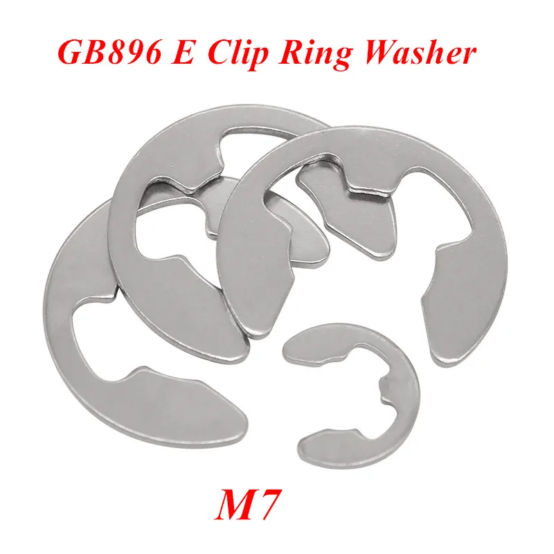 500pcs GB896 M7 E Clip Washer Ring Washer 7mm Circlip retaining ring for shaft fastener hardware 304 Stainless steel