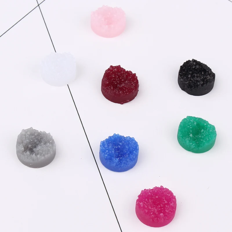 10pcs 14mm Round Bullet Resin Fish Scale Cabochon Flatback Embellishment Scrapbooking Ring Necklace Earrings Diy Crafts Findings