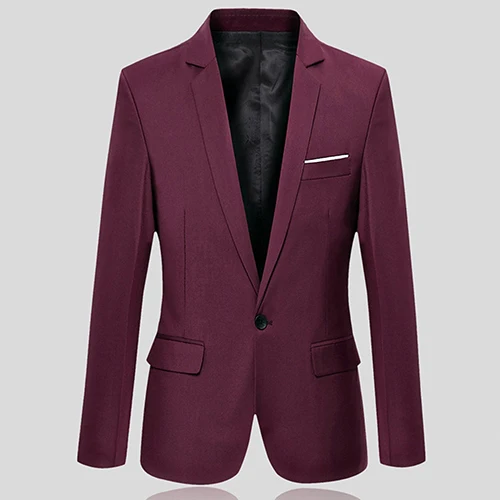 Men Blazers Slim Autumn Suit Blazer Business Formal Party Male Suit One Button Lapel Casual Long Sleeve Pockets 19845910