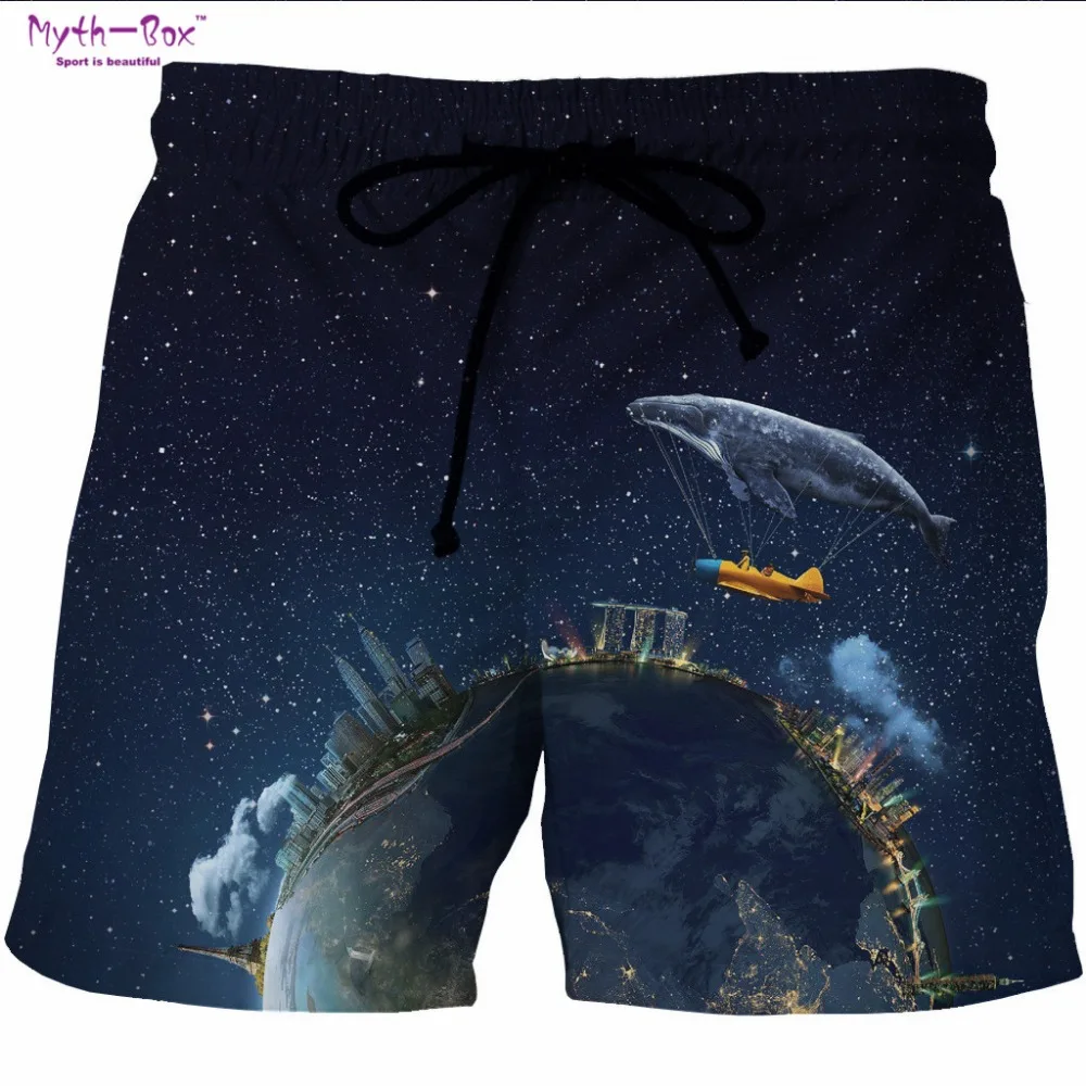 

Summer Man's Beach Shorts Water Sports S-6XL Gym Pant Space Print Galaxy Surfing Short Swimsuit Male Swiming Surf Board Feminino