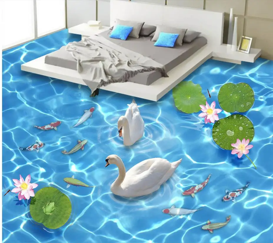 

PVC waterproof floor Clear blue waves Lake 3D stereoscopic floor 3d floor murals Home Decoration