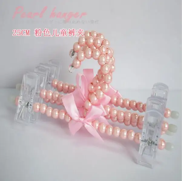 

10pcs/lot 25cm Kids Child Hangers Baby Pearl Plastic Hangers Pants Clips Hangers for Clothes Rack