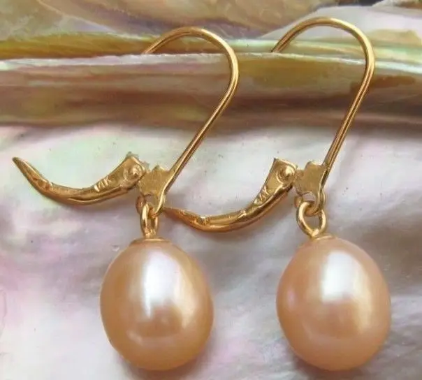 

free shipping GENUINE 11-13 MM AAA++ PINK SOUTH SEA PEARL EARRINGS 14k/20 SOLID GOLD MARKED