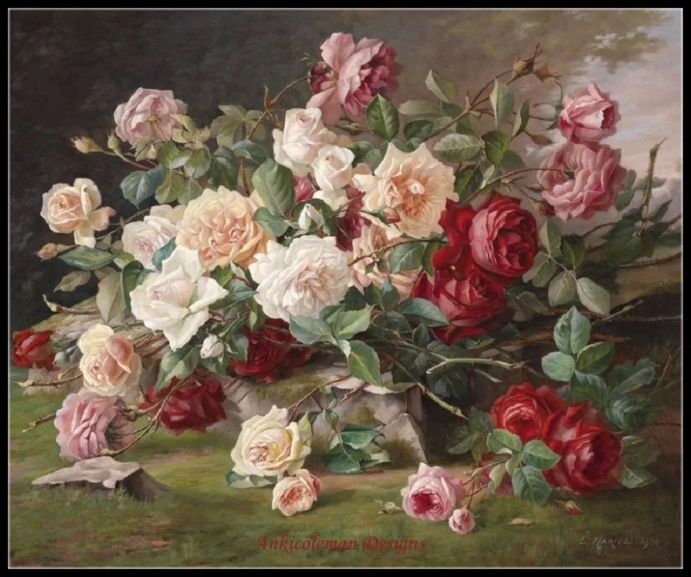 

Needlework for embroidery DIY DMC High Quality - Counted Cross Stitch KitS 14 ct Oil painting - Roses Bouquet II