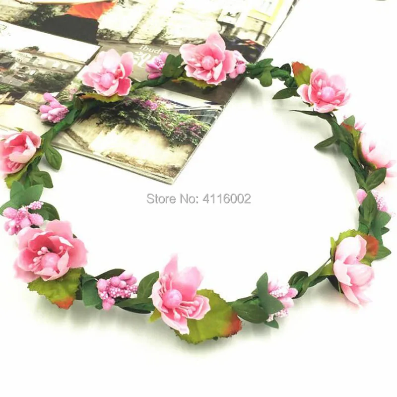 100pcs Bridesmaid Artificial Flower Head Wreath For Hair Floral Headband Hair Accessories Flower Crown Party Supplies