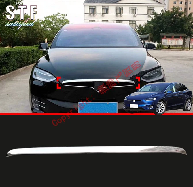 ABS Chrome Front Grille Around Hood Trim For Tesla Model X 2018 2019 Car Accessories Stickers