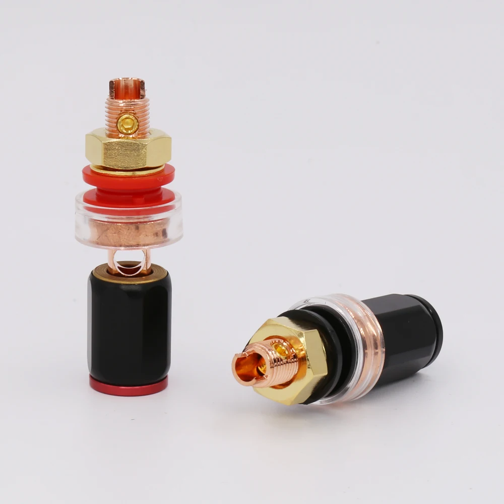 Miễn phí vận chuyển 4 cái phong cách Thụy Sĩ Tinh Khiết Red Copper Mạ Amplifier Loa Thiết Bị Đầu Cuối Binding Bài