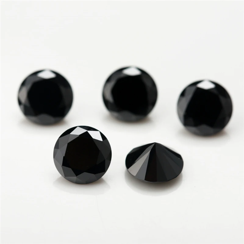 1000pcs AAAAA 0.8~4mm CZ Stone Round Cut Black Color Cubic Zirconia Synthetic Gems For Jewelry
