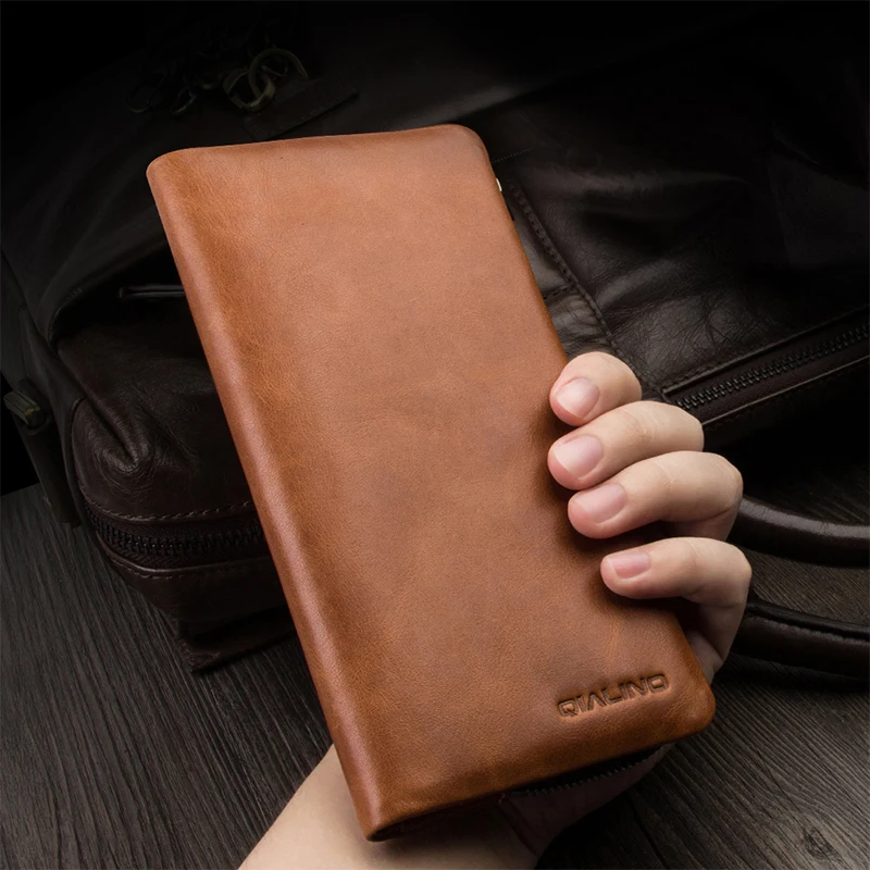 QIALINO holster for iphone 7 & iPhone 7 plus Handmade Genuine Leather Wallet Case for iPhone 6s slots for cards 4.7/5.5 inch