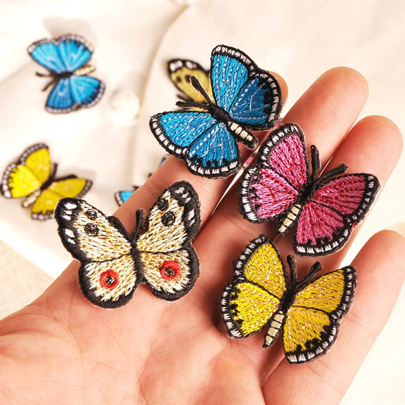 5PC Small Cute High Quality Embroidery Butterfly Patches Iron On Patches for Clothes Applique for Dress Sweater Jeans Pants DIY