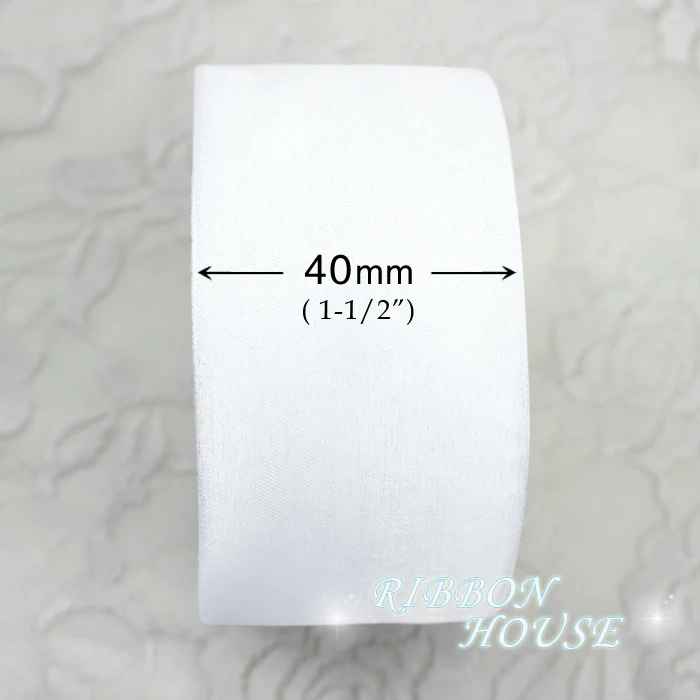 40mm White organza ribbons wholesale gift wrapping decoration Christmas ribbons