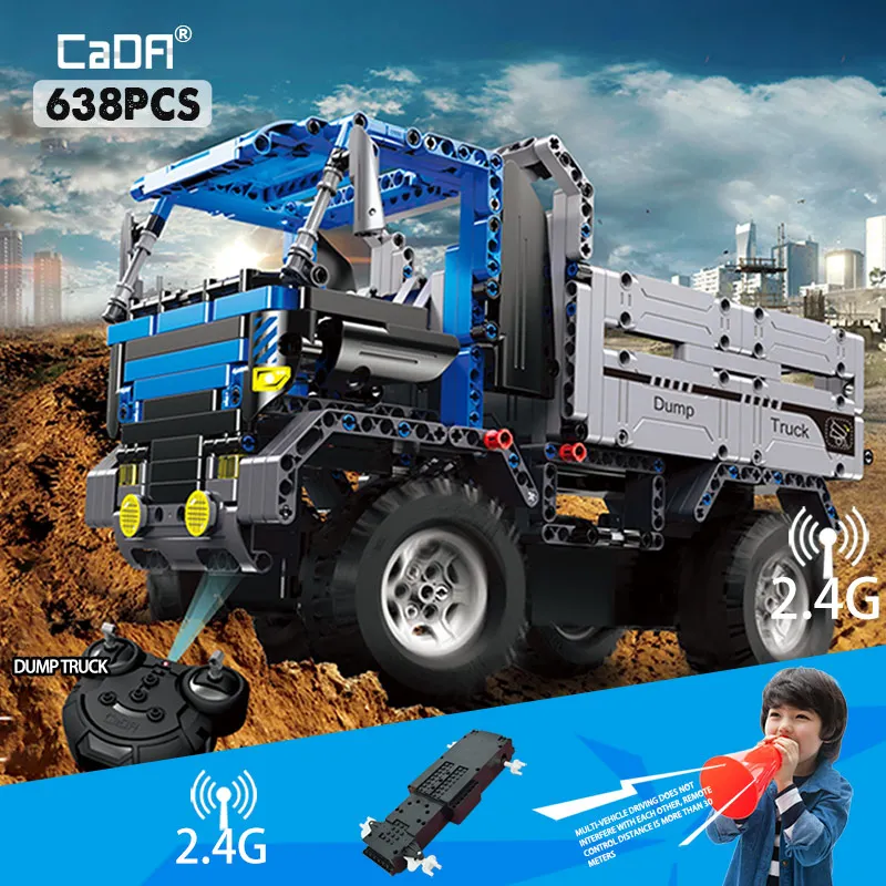 Cada 638PCS RC telecomando dumper Building Blocks compatibile City Car Vehicle Bricks Series Toys for Kids