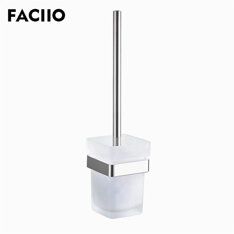 

FACIIO Toilet Brush Holder with Glass Cup Bathroom Toilet Brush Set Stainless Steel Bathroom Accessories WC Borstel Holders 5457